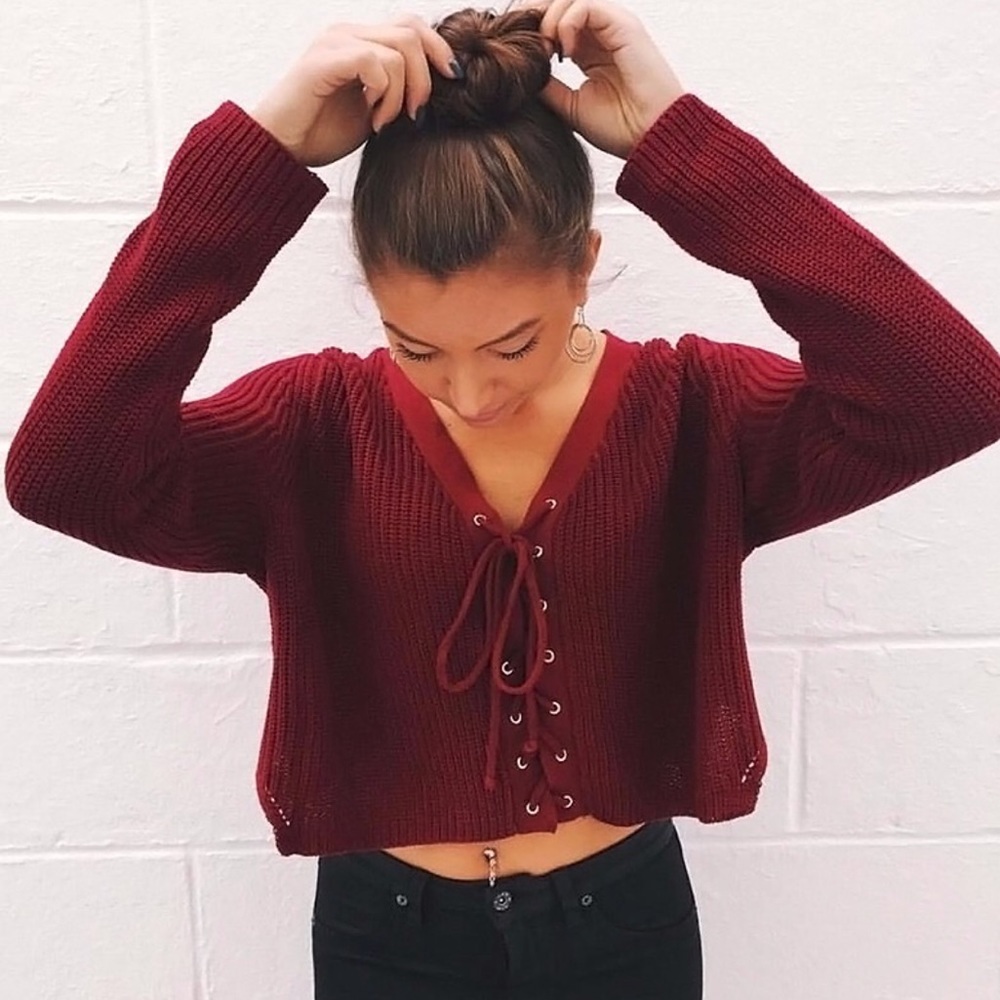 Fun knitted cropped sweater top